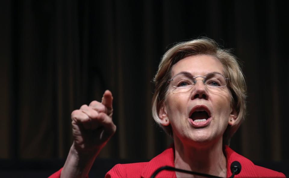 Democratic presidential candidate U.S. Sen. Elizabeth Warren (D-MA) speaks at the National Action Network's annual convention, April 5, 2019 in New York City. (Photo by Drew Angerer/Getty Images) 