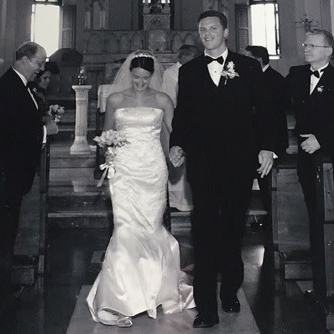 <p>Willie Geist Instagram</p> Willie Geist and Christina Geist on their wedding day in 2003.