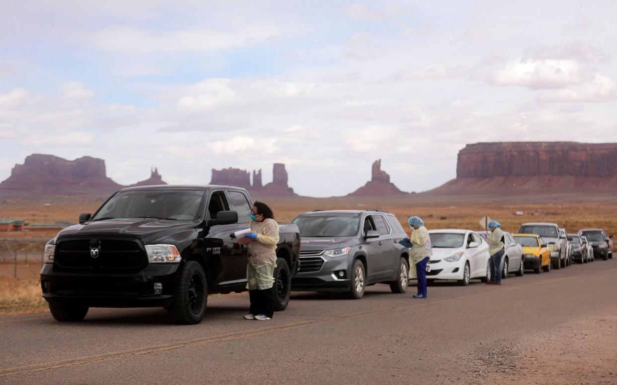 People line up to get tested for the coronavirus in Monument Valley - Kristin Murphy/The Deseret News via AP