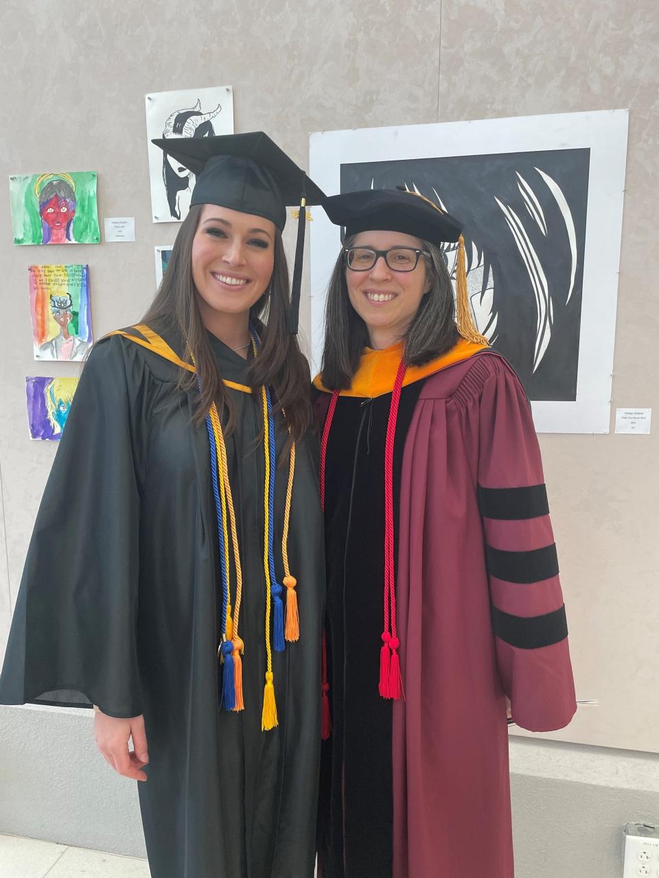 Shannon O’Brey, nursing program graduate and 2023 student commencement speaker with nursing program department chair Dulcinea Kaufman at Great Bay Community College Satuday, May 13.