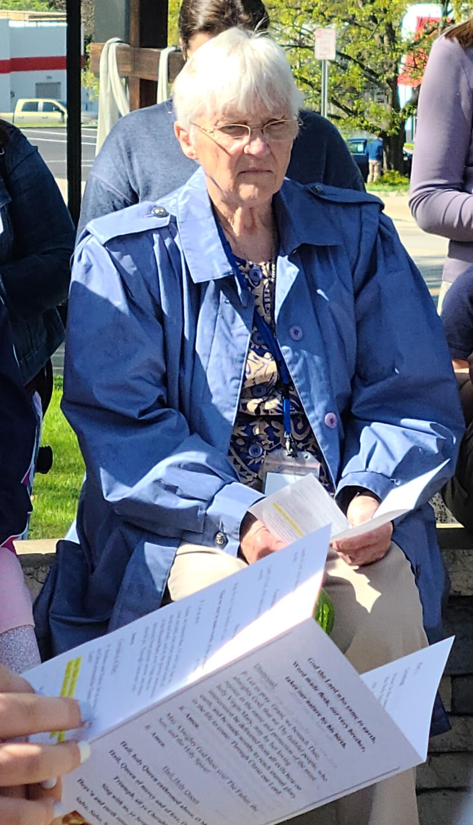 Bernadette Reiman, 80, attends the May Crowning on May 8. She has been teaching religion classes since 1964.