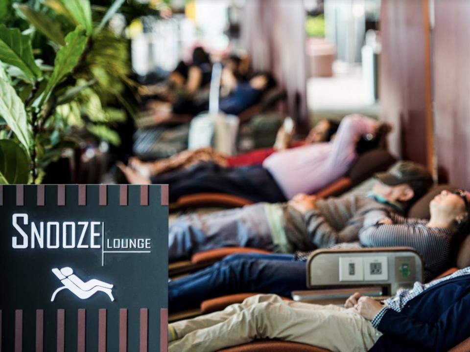 The snooze area at Changi airport.