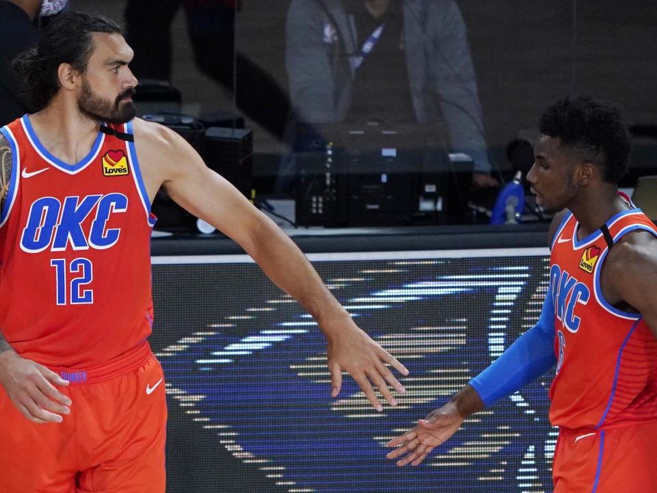 Oklahoma City team-mates Steven Adams (left) and Hamidou Diallo: Getty Images