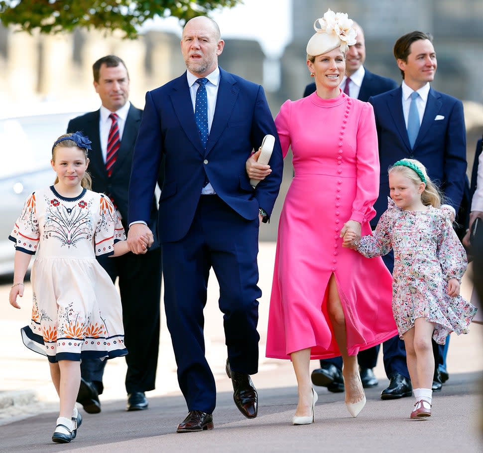 Zara and Mike Tindall, along with daughters Mia and Lena, attend 2023 Easter services at Windsor Castle.