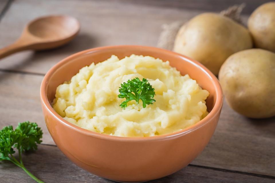 <p>Leave the skin on the potatoes while mashing for a rich source of <a href="https://www.womenshealthmag.com/health/a41615473/magnesium-health-benefits/" rel="nofollow noopener" target="_blank" data-ylk="slk:magnesium" class="link ">magnesium</a>, vitamin C, and antioxidants, which all support a strong immune system. A word to the wise: Make sure your mashed potatoes aren't too hot, since that could irritate your throat even further, Dr. Favini says.</p>
