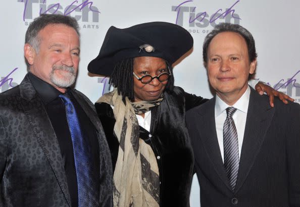 Actor/comedian Robin Williams, actress/comedian Whoopi Goldberg and actor/comedian Billy Crystal attend The Face of Tisch 2010 Gala at Frederick P. Rose Hall, Jazz at Lincoln Center on December 6, 2010 in New York City.  (Photo by Henry S. Dziekan III/Getty Images)