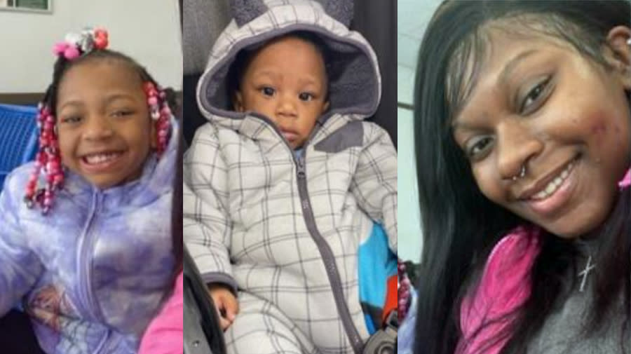 Miracle Johnson (left) and Messiah Johnson (center) and mother Markayla Johnson (right) in photos from the Charlotte-Mecklenburg Police Department.