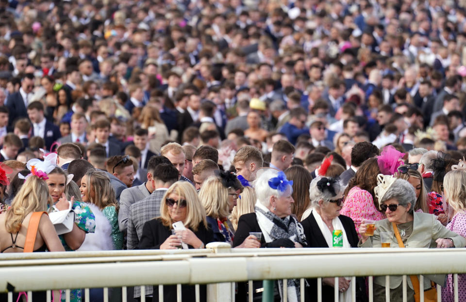 Racegoers on Ladies Day at Aintree Racecourse, Liverpool, during the Randox Health Grand National Festival. Picture date: Friday April 8, 2022. (Photo by Tim Goode/PA Images via Getty Images)