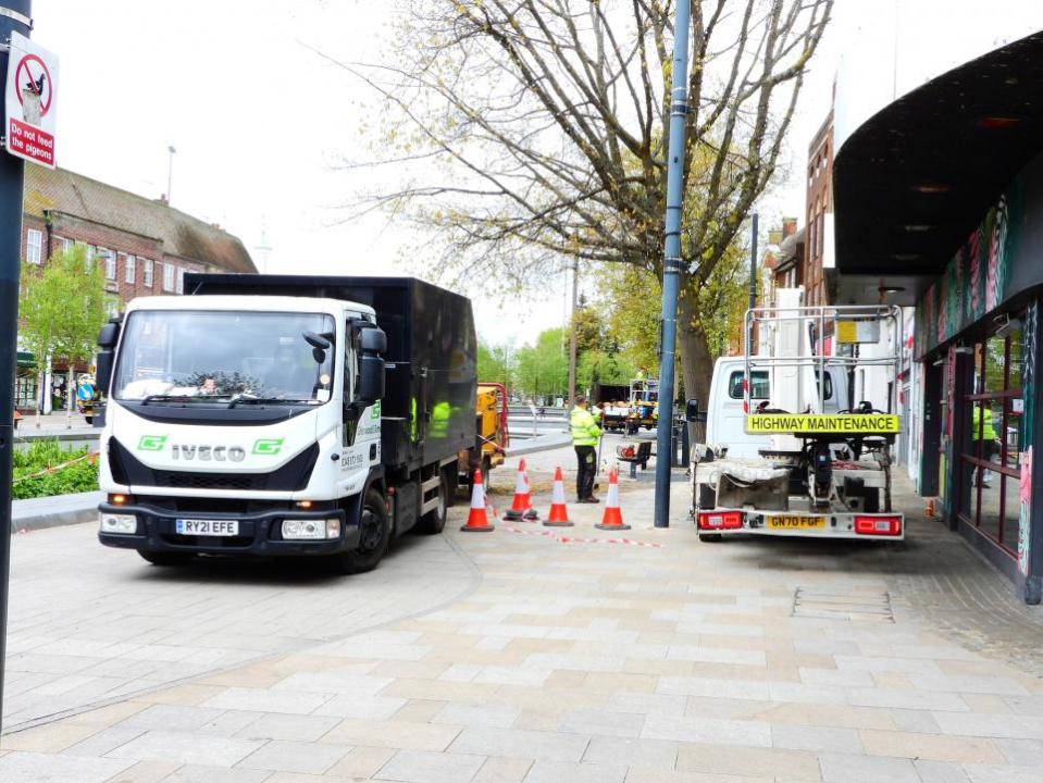 Watford Observer: The Parade tree being chopped on Sunday.