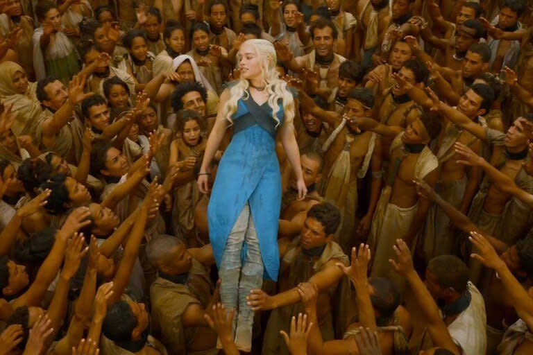 Daenerys (Emilia Clarke) frees the city of Mereen in Game of Thrones season 4