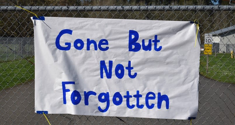 A 6-mile section of State Route 6 near Chehalis was named for WSP Trooper Justin Schaffer. The ceremony was held at Adna High School, where students made signs March 24, 2024 (WSP)