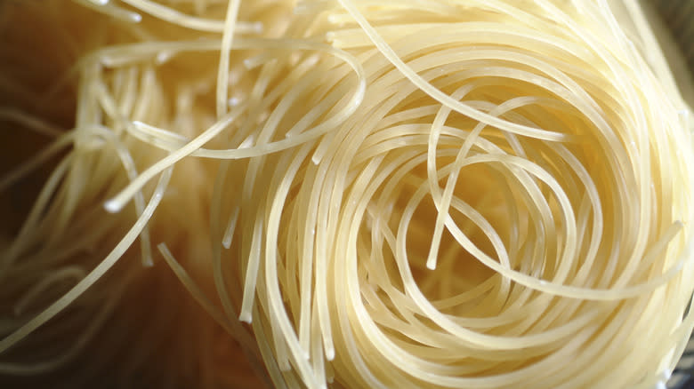 coiled angel hair pasta