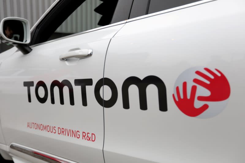 FILE PHOTO: TomTom logo is seen on a vehicle in Eindhoven