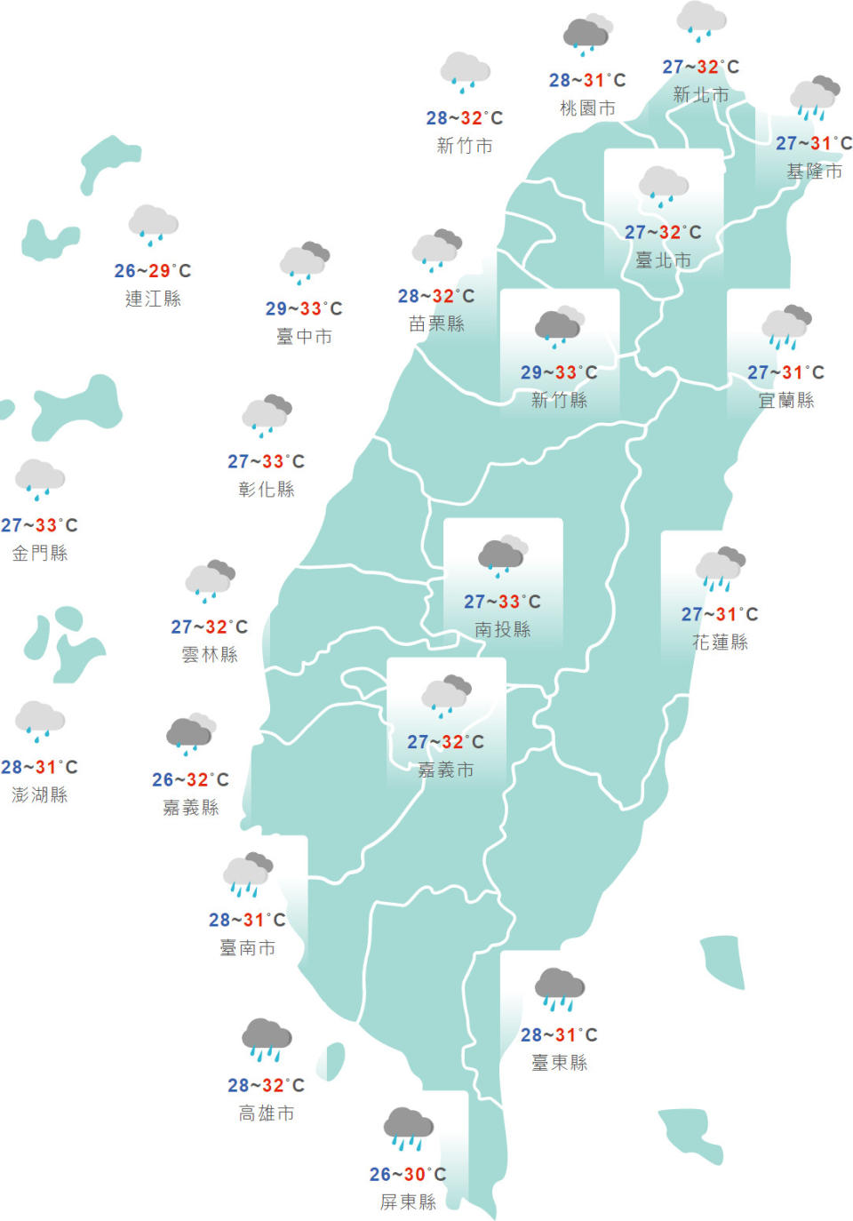 全天今日天氣預測。