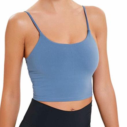 Buy Comfortable Blue Long Sports Bra Top with pads/cups - Life & Jam
