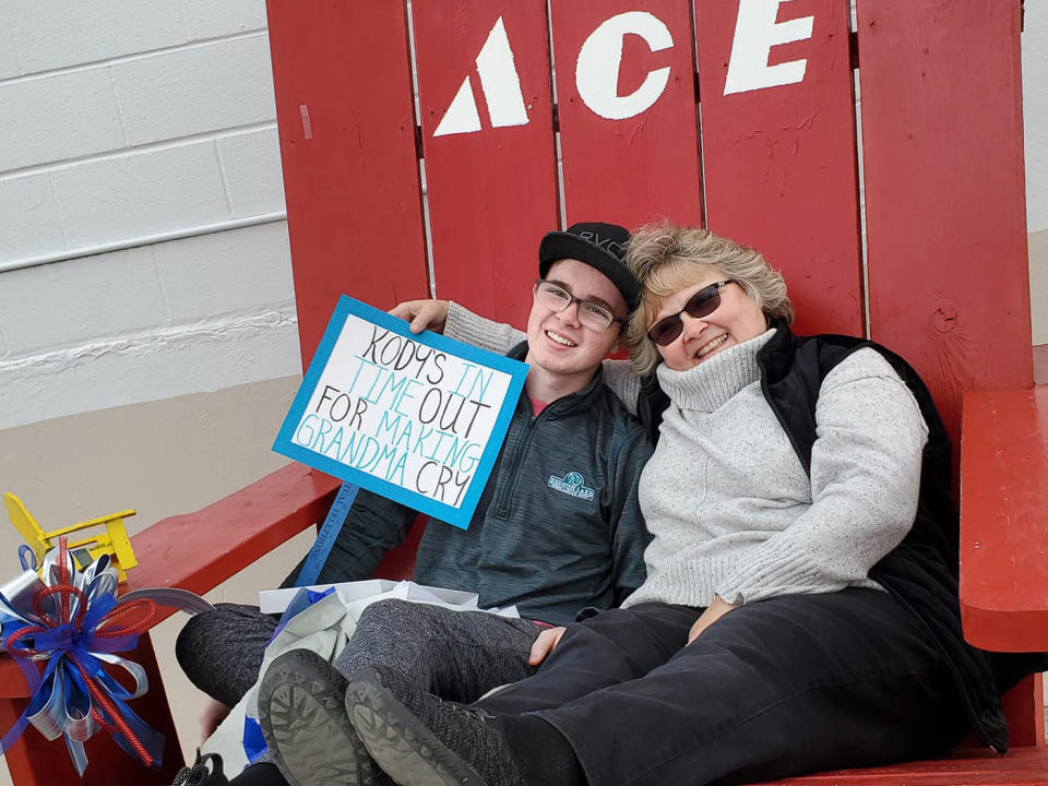 Kody and his grandma after she said yes to his ‘promposal’. Source: Facebook/ Kody Leonard