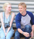 Dakota Fanning and Boyd Holbrook are seen on the set of "Very Good Girls" on July 3, 2012 in New York City.