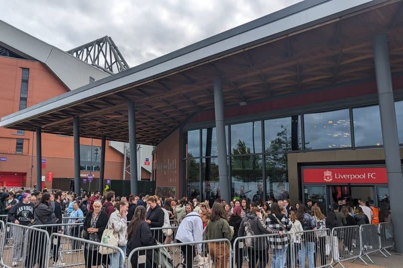 Taylor Swift fans queue outside Anfield stadium shop for Eras Tour merchandise