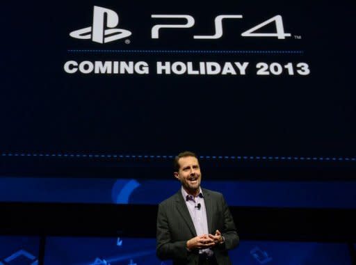 Sony's Andrew House, head of Sony Computer Entertainment, introduces the PlayStation 4 at a news conference in New York last night. Sony laid out its vision for the "future of gaming" in a world rich with mobile gadgets and play streamed from the Internet cloud
