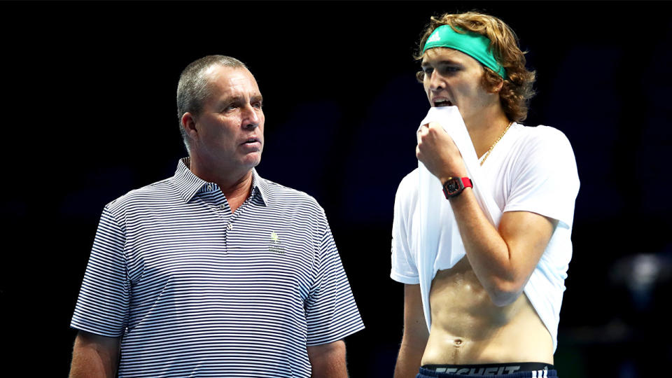 Alexander Zverev talks with coach Ivan Lendl during a practice session prior to the Nitto ATP World Tour Finals at The O2 Arena on November 10, 2018 in London, England. (Photo by Clive Brunskill/Getty Images)