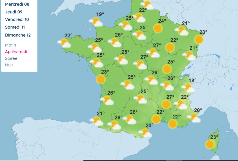 Les prévisions météo pour dimanche 12 mai. © Météo-France
