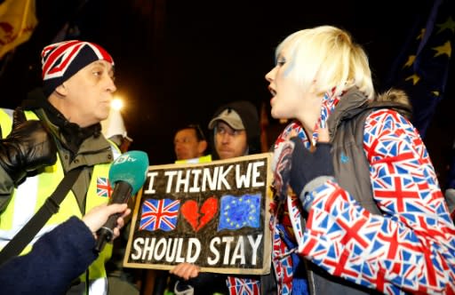 Pro- and anti-Brexit activists argued as they demonstrated outside parliament