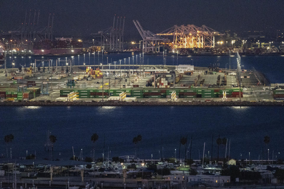 The Evergreen Shipping docks are seen at the Port of Los Angeles on Monday, Nov. 21, 2022. The supply backlogs of the past two years -- and the delays, shortages and outrageous prices they brought with them -- have improved dramatically since summer. (AP Photo/Damian Dovarganes)