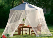 <body> <p>Keeping mosquitoes at bay is key for creating a welcoming outdoor space. For an instant bug-free zone, secure your dining set with this <a rel="nofollow noopener" href=" http://amzn.to/20rKzhs" target="_blank" data-ylk="slk:zip-up net;elm:context_link;itc:0;sec:content-canvas" class="link ">zip-up net</a> that slips right over a seven- or nine-foot-wide umbrella. Weighted plastic tubing at the base holds the net in place, even on breezy summer nights, so you can lounge in comfort no matter the weather. <em>Available on <a rel="nofollow noopener" href=" http://amzn.to/20rKzhs" target="_blank" data-ylk="slk:Amazon;elm:context_link;itc:0;sec:content-canvas" class="link ">Amazon</a>; $29.95.</em> </p> <p><strong>Related: <a rel="nofollow noopener" href=" http://www.bobvila.com/slideshow/8-diy-pick-me-ups-for-a-plain-patio-48861#.V0NneZPyuRs?bv=yahoo" target="_blank" data-ylk="slk:8 DIY Pick-Me-Ups for a Plain Patio;elm:context_link;itc:0;sec:content-canvas" class="link ">8 DIY Pick-Me-Ups for a Plain Patio</a> </strong> </p> </body>