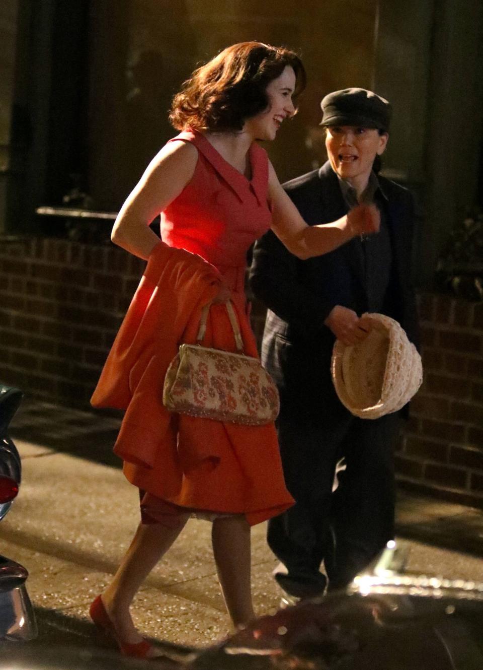 <p>Brosnahan and Borstein shared a laugh on set on May 11. </p>