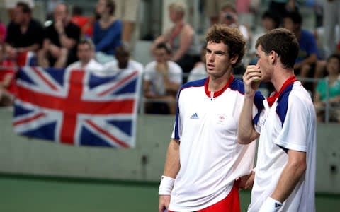 The Murrays' only Olympics doubles win together came in the first round of the Beijing 2008 Olympics  - Credit: PA