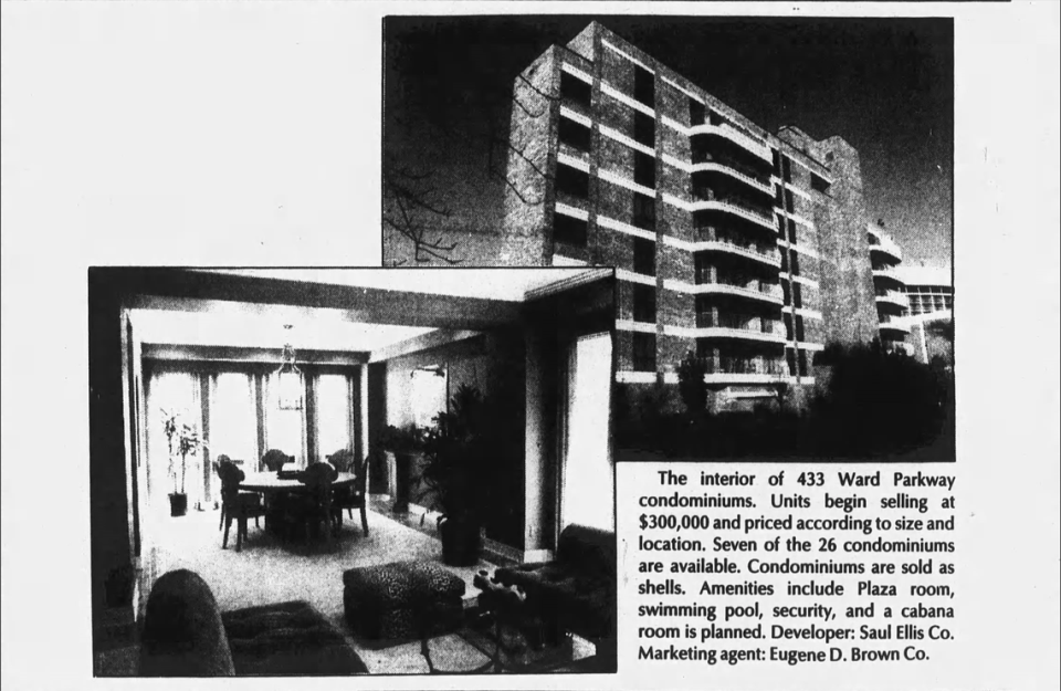 A Kansas City Star special advertising section shows photos of the newly constructed condominiums at 433 Ward Parkway. Nov. 18, 1990