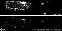 <p>A combination of NOAA Satellite images taken at night shows Puerto Rico before and after Hurricane Maria – Puerto Rico on July 24, 2014 (top) and after Hurricane Maria knocked out power grid in Puerto Rico taken on Sept. 24, 2017. (Photo: NASA/NOAA GOES Project/Handout via Reuters) </p>