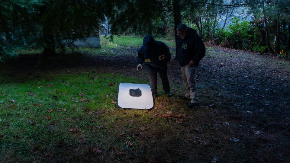 National Transportation Safety Board officials retrieve the missing door plug from Alaska Airlines flight 1282, the Boeing 737 Max 9 that experienced a rapid decompression on Friday over Portland, Oregon. - NTSB