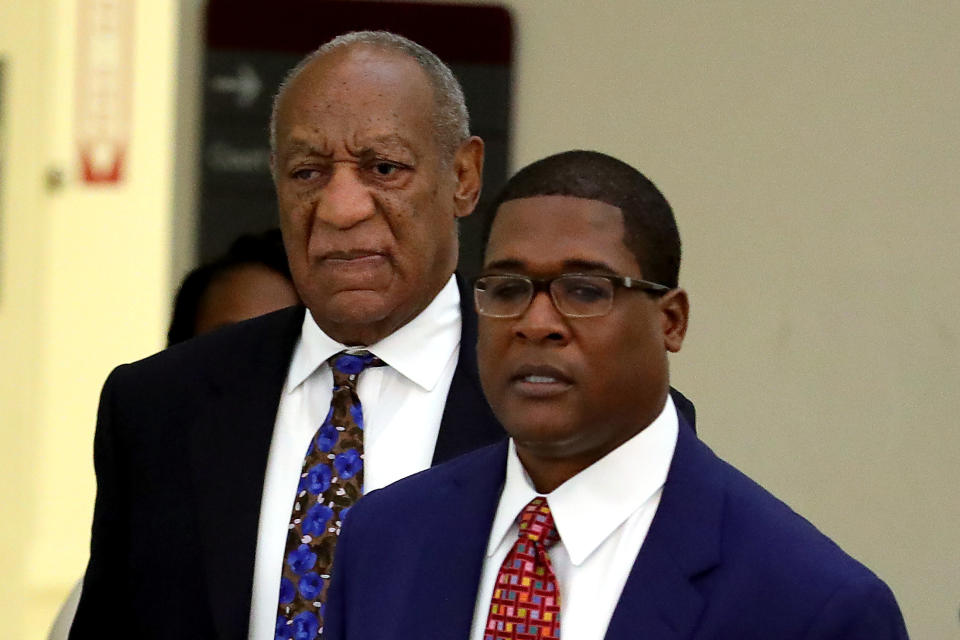 Bill Cosby and publicist Andrew Wyatt at the Montgomery County Courthouse in Norristown, Pennsylvania, on Monday.&nbsp; (Photo: Pool via Getty Images)