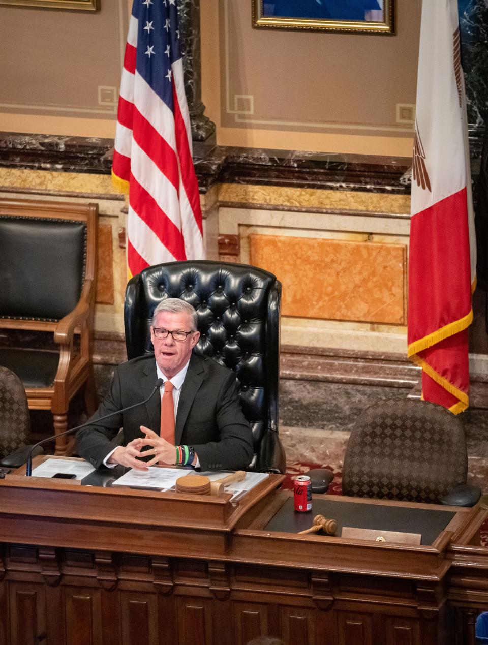 Sen. Brad Zaun addresses the Senate on the first day of the Legislative session, Monday, Jan. 9, 2023.