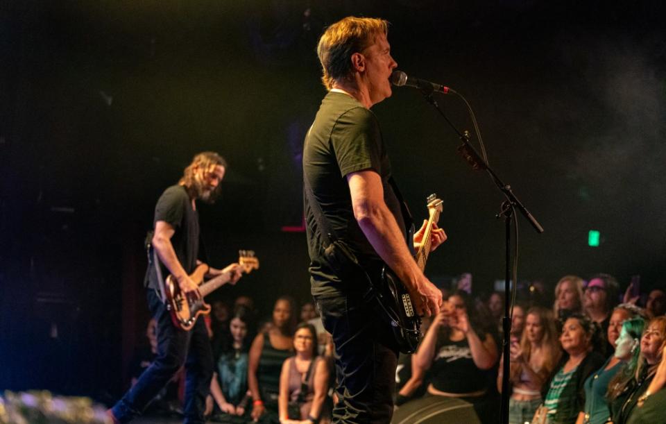 Bret Domrose and Keanu Reeves of ‘Dogstar’ performs at The Roxy on July 18, 2023 in Los Angeles, California.