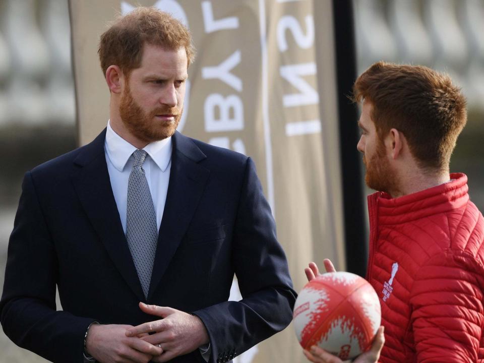 Prince Harry hosts the draw for the Rugby League World Cup: EPA