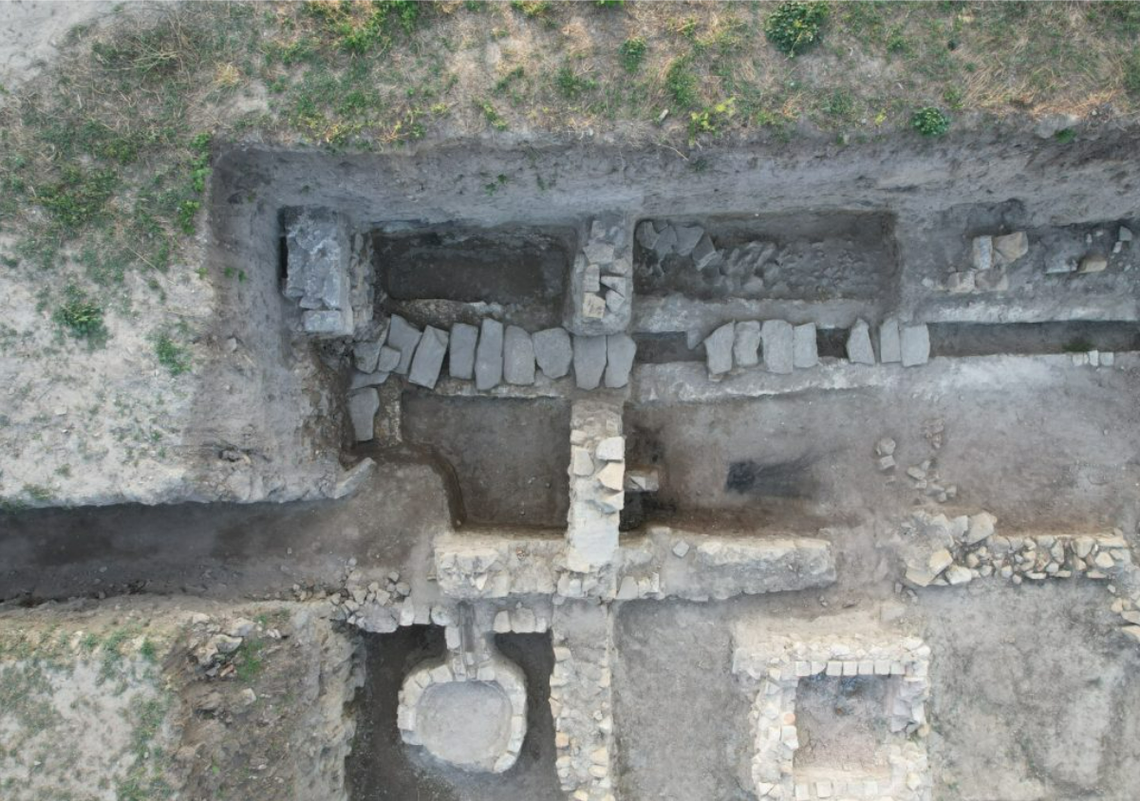 An aerial view shows some of the ruins at Novae.