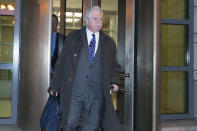 Thomas Caldwell of Berryville, Va., a defendant charged with seditious conspiracy in one of the most serious cases to emerge from the Jan. 6, 2021 attack on the U.S. Capitol, leaves federal court following a verdict in the Stewart Rhodes trial in Washington, Tuesday, Nov. 29, 2022. Caldwell was found guilty of obstruction of an official proceeding, but was found not guilty of the more serious charge. Rhodes was convicted of seditious conspiracy for a violent plot to overturn Democrat Joe Biden's presidential win, handing the Justice Department a major victory in its massive prosecution of the Jan. 6, 2021, insurrection. ( AP Photo/Jose Luis Magana)