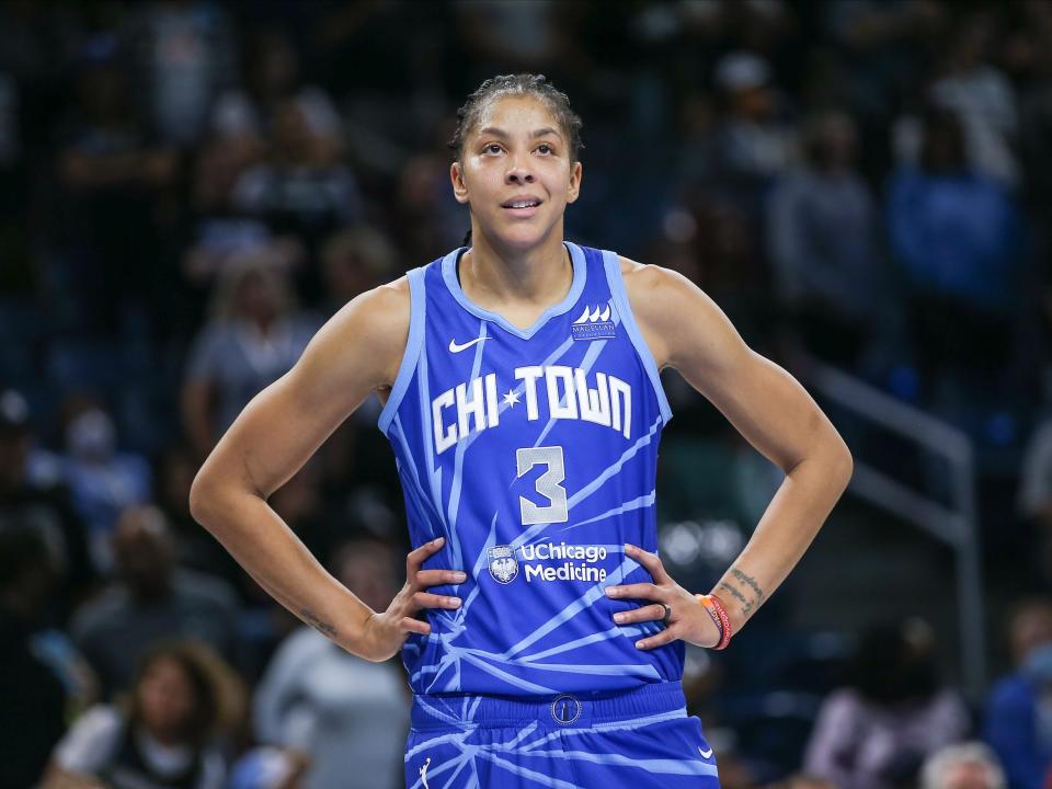 Candace Parker during Game 5 of the Chicago Sky's 2022 WNBA semifinal matchup against the Connecticut Sun.