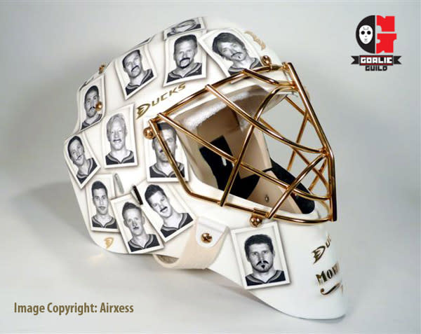 Jonas Hiller of the Anaheim Ducks wears his Movember mask during a  News Photo - Getty Images