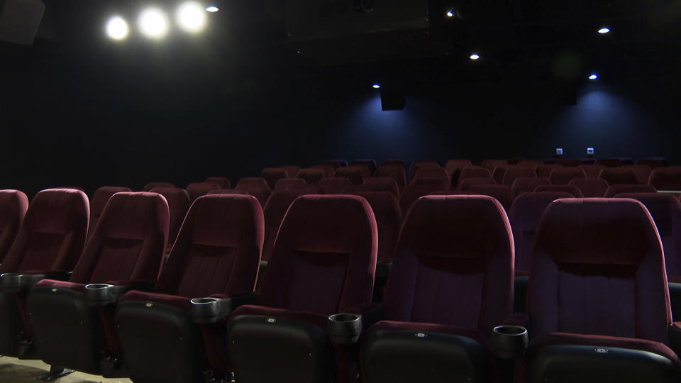 The inside of Green Light Cinema in St. Petersburg, Fla. on March 27, 2023. The theater is hosting this year’s Tampa Bay Transgender Film Festival. Carys Mullins, a Florida teenager, has documented how it feels to be young and transgender for a film set to debut at a festival as transgender people around the world celebrate visibility and lawmakers across the country look to restrict their rights and care. (AP Photo/Laura Bargfeld)