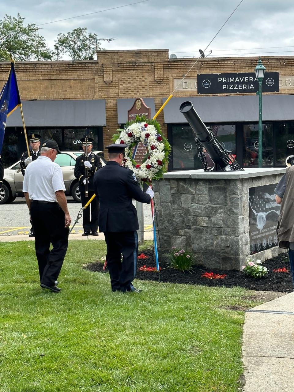 The newly renovated monument honoring World War I veteran Lt. Raymond B. Jauss at Congers Station Park.