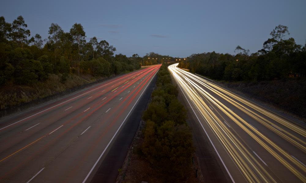 Traffic on the highway between Brisbane and Surfers Paradise.