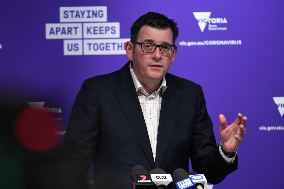 Daniel Andrews speaking about Victoria's coronavirus roadmap. Source: AAP