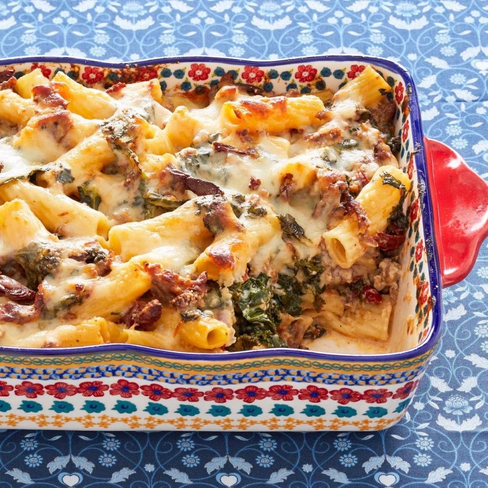 baked pasta with sausage and kale