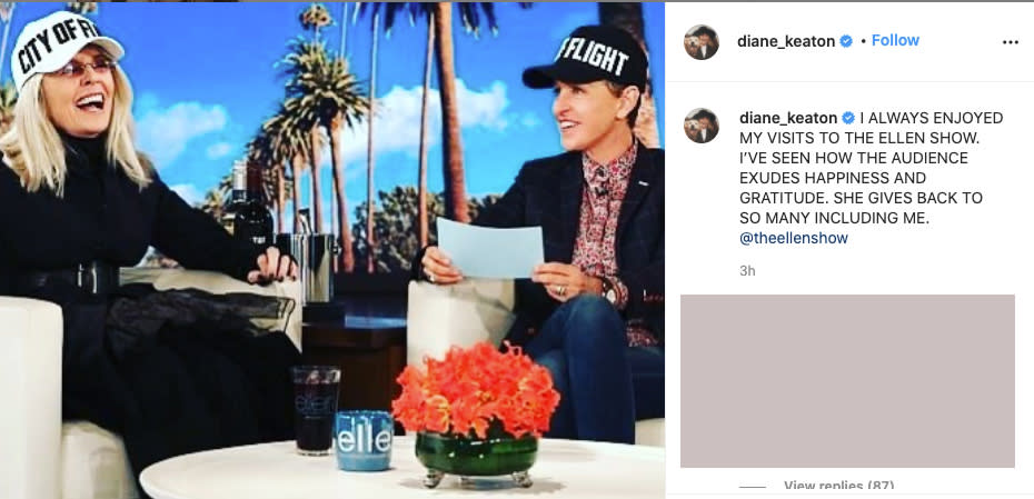 Diane Keaton Instagram with Ellen