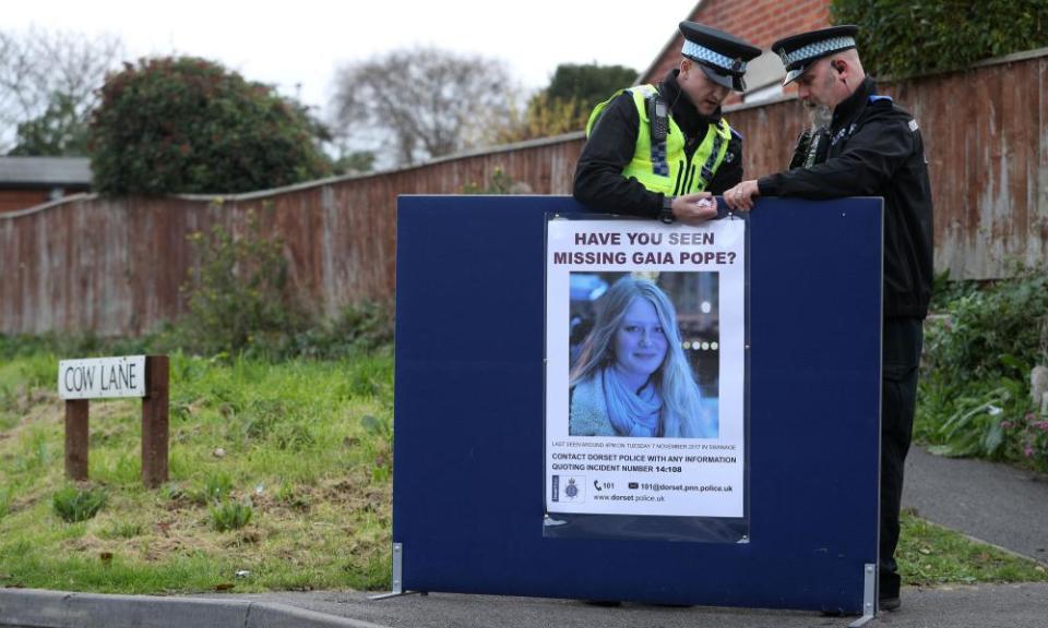 Police put up a missing person notice for Gaia Pope.