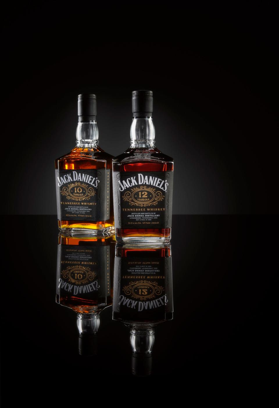 Jack Daniel's 10- and 12-year aged Tennessee whiskies.