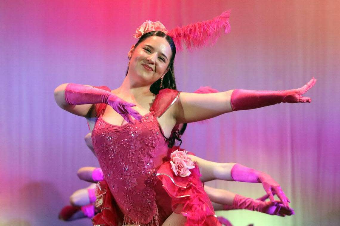 Aleena Ramírez performs ‘El Gallito’ from Sinaloa at the Central East Danzantes de Tláloc 25th anniversary show at the Performing Arts Center on May 26, 2023.